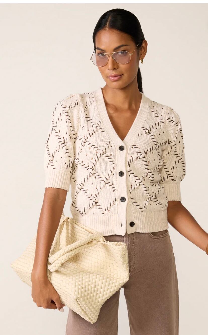 Chic Rails Isla Argyle Knit Cardigan - Size Small, New